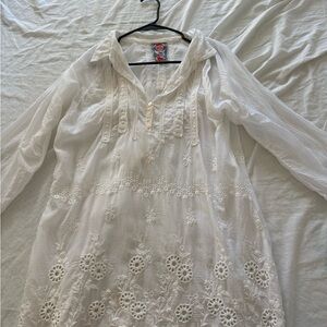 Johnny Was White Textured Blouse